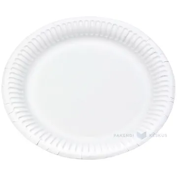 Valge lamineerimata paberist taldrik diameetriga 18cm, pakis 50tk