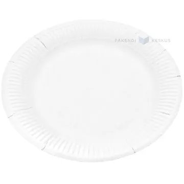 Valge lamineerimata paberist taldrik diameetriga 23cm, pakis 100tk