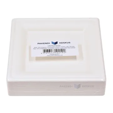 Kandiline taldrik 100% biolagunev/komposteeritav 20x20cm, pakis 50tk