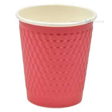 Pappkohvitops reljeefne roosa 250ml, pakis 25tk
