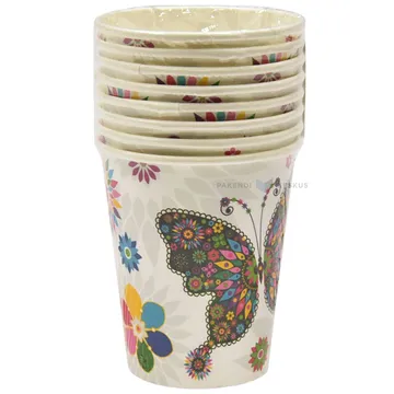 Pappkohvitops ''Liblikad'' 250ml, pakis 8tk