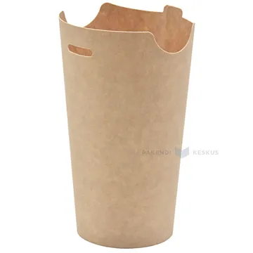 Brown carton food cup with butterfly lid 350ml, 50pcs/pack