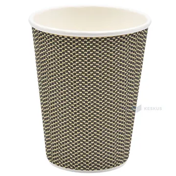 Brown-yellow squares reljef paper cup 350ml, 25pcs/pack