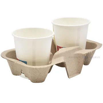Grey paper mass coffee cup holder for two cups, 90pcs/pack