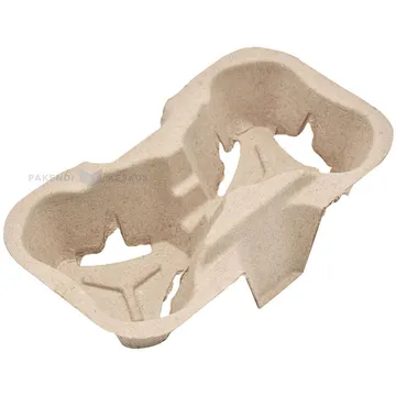 Grey paper mass coffee cup holder for two cups, 90pcs/pack