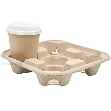 Paper mass coffee cup holder for four cups, 125pcs/pack