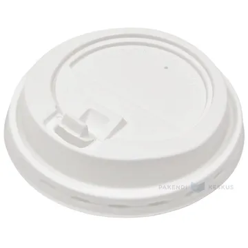 Valge lukustatav PP kaas 350ml kohvitopsile diameetriga 90mm, pakis 50tk