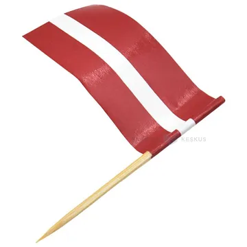 Bambusa degustāciju kociņš ar Latvijas karoga simboliku 6.5cm sarkanbaltsarkanā krāsā, 100gb./iepakojumā