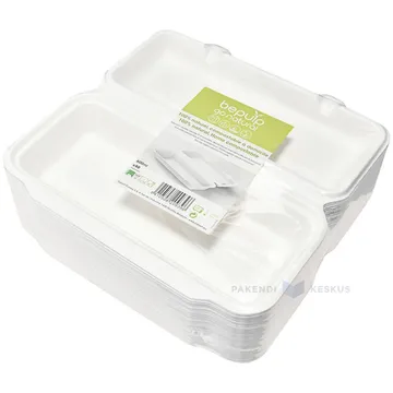 100% biolagunev/komposteeritav 1-osaline söögikarp kaanega 290x140x60mm 600ml, pakis 50tk