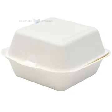 100% biolagunev/komposteeritav 1-osaline burgerikarp kaanega 152x150x42/82mm, pakis 50tk