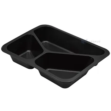 Ruokarasia, PP, 227 × 178 × 40 mm, 3-osainen, 21 g, musta (sopiva kansi UPBH3469/KA), 50 kpl/pkt