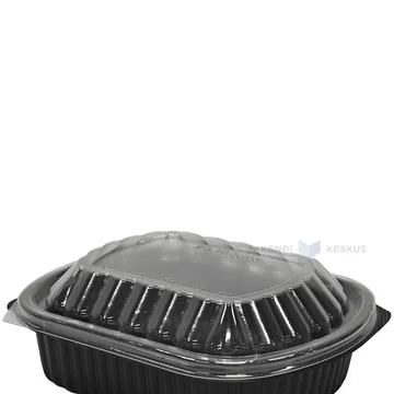 Transparent lid for black 1-compartment food tray 207x170x40mm 952ml, 63pcs/pack