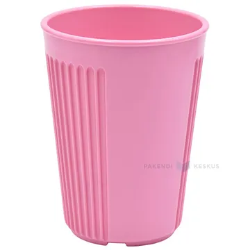 Reusable plastic pink drinking cup 440ml PS 50x machine washable