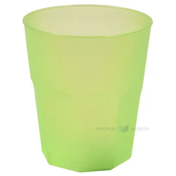 Reusable plastic green drinking glass 350ml PP 50x machine washable