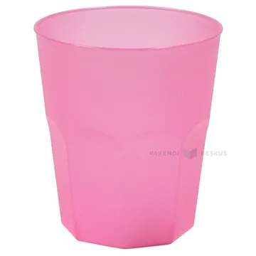 Korduvkasutatav plastikust roosa joogiklaas 350ml PP 50x masinpestav