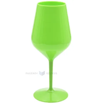 Korduvkasutatav plastikust roheline veinipokaal jalaga 470ml TT 350x masinpestav
