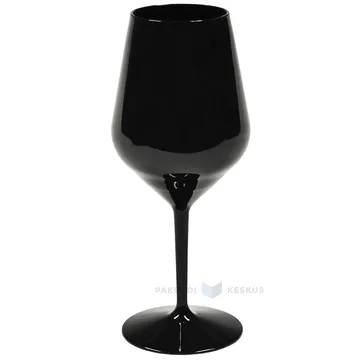 Korduvkasutatav plastikust must veinipokaal jalaga 470ml TT 350x masinpestav