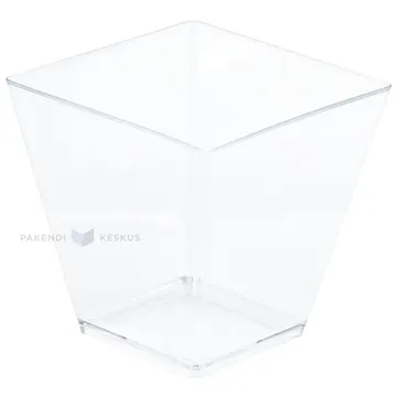 Reusable plastic transparent square degustation cup 95ml 55x56mm PS 50x machine washable