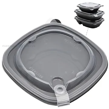 Korduvkasutatav must toidukarp läbipaistva kaanega 500ml 17x17x5cm PP 50x masinpestav, 50tk