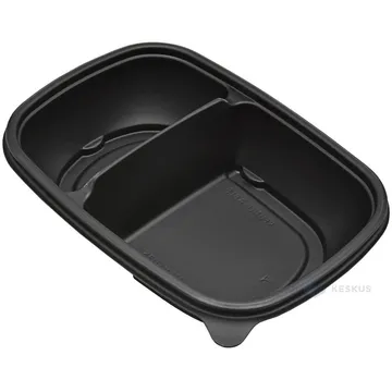 Korduvkasutatav must 2-osaline toidukarp läbipaistva kaanega 650+250ml 23x17x5cm PP 50x masinpestav, 50tk