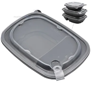 Korduvkasutatav must 2-osaline toidukarp läbipaistva kaanega 650+250ml 23x17x5cm PP 50x masinpestav, 50tk