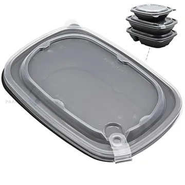 Korduvkasutatav must toidukarp läbipaistva kaanega 900ml 23x17x5cm PP 50x masinpestav, 50tk