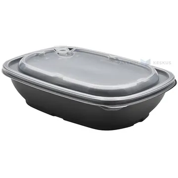 Korduvkasutatav must toidukarp läbipaistva kaanega 900ml 23x17x5cm PP 50x masinpestav, 50tk