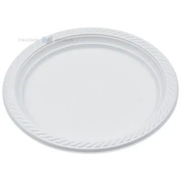 Reusable light-grey plastic plate with reljef edge 23cm PP 125x machine washable, 25pcs/pack