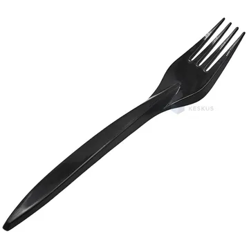 Black reusable plastic fork 18cm PS 125x machine washable, 50pcs/pack