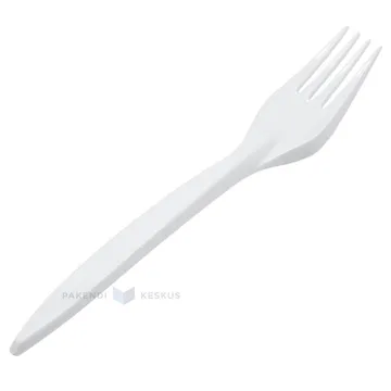 White reusable plastic fork 18cm PS 125x machine washable, 50pcs/pack