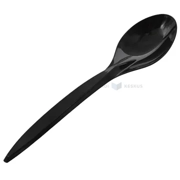 Black reusable plastic soup spoon 18cm PS 125x machine washable, 50pcs/pack