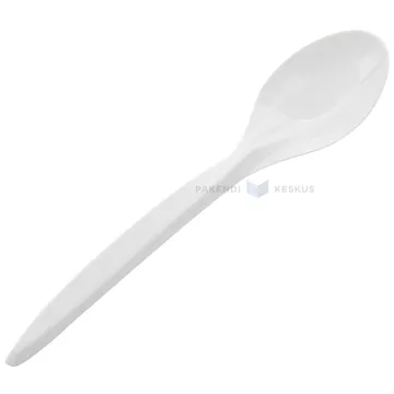 Valge korduvkasutatav plastikust supilusikas 18cm PS 125x masinpestav, pakis 50tk