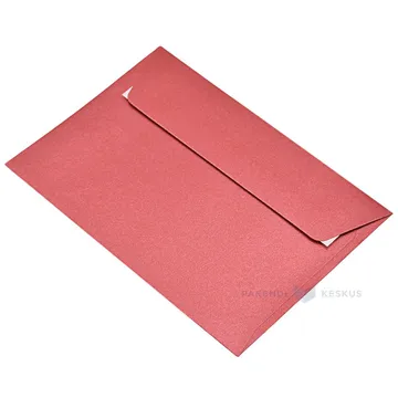 Pärlmutter punane postiümbrik 11,4x16,2cm C6 liimiribaga, pakis 10tk