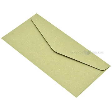 Tekstuurse pinnaga oliivrohelised taaskasutatud paberist ümbrikud 22x11cm, pakis 10tk