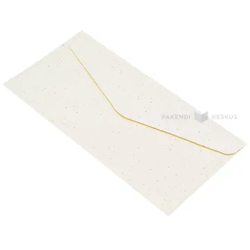Mustatäpilise mustriga beezid taaskasutatud paberist ümbrikud 22x11cm, pakis 10tk