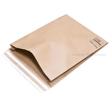 Paperipostipussi, 44+10x59+8cm, V-pohja, sivulaskokset, 2 teippinauhaa, rei'itetty, ruskea